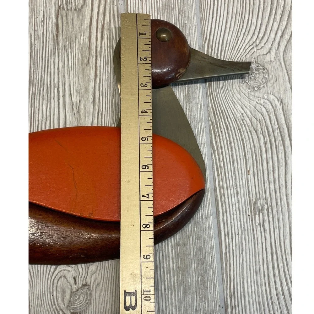 Handmade Vintage Wood and Brass Duck Wall Hanging Mid Century Modern Decor